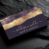 Elegante Lila und goldene Trendy Moderne Schrift Visitenkarte
