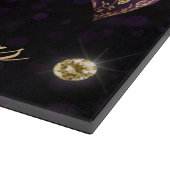 Elegante Lila und goldene Winter Baubles Weihnacht Schneidebrett (Ecke)