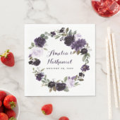 Elegante Lila und goldgrüne Blütenhochzeit Serviette (Beispiel)