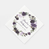 Elegante Lila und goldgrüne Blütenhochzeit Serviette (Ecke)