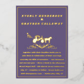 Elegante Lila- und Goldhochzeit Folieneinladung (Vorderseite)