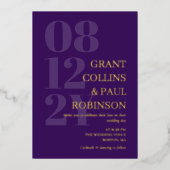 Elegante Lila- und Goldtypografie Folieneinladung (Vorderseite)