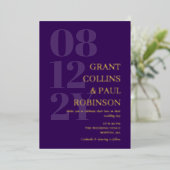 Elegante Lila- und Goldtypografie Folieneinladung (Stehend vorne)