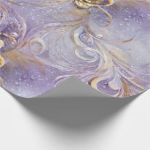 Elegante Lila und goldverwirbelte Feathered Beaded Geschenkpapier (Ecke)