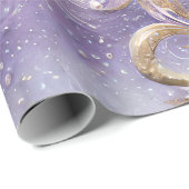 Elegante Lila und goldverwirbelte Feathered Beaded Geschenkpapier (Rolleneckpunkt)