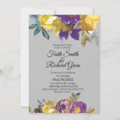 Elegante Lila und graue Hochzeit im Herbst Einladu Einladung (Vorderseite)