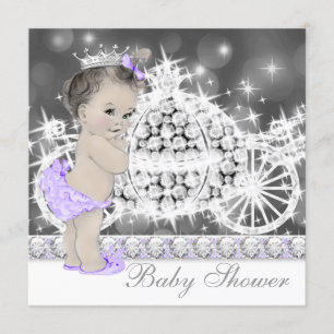 Elegante Lila und graue Princess Baby-Dusche Einladung