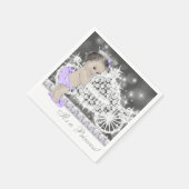 Elegante Lila und graue Princess Baby-Dusche Serviette (Ecke)