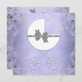 Elegante Lila und Gray Baby Girl Dusche Einladung (Vorne/Hinten)