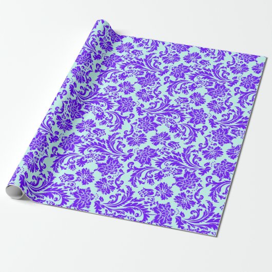 Elegante Lila und hellblaue Blumendeichsel Geschenkpapier (Ungerollt)