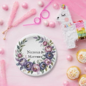 Elegante Lila und Magenta Peony Bouquet Wedding Pappteller (Party)