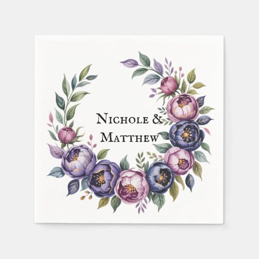 Elegante Lila und Magenta Peony Bouquet Wedding Serviette (Vorderseite)