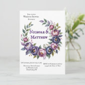 Elegante Lila und Magenta Peony Couples Dusche Einladung (Stehend Vorderseite)