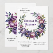 Elegante Lila und Magenta Peony Couples Dusche Einladung (Vorne/Hinten)