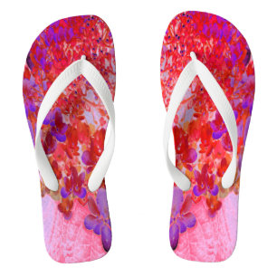 Elegante lila und orangefarbene Limelight-Hortensi Badesandalen