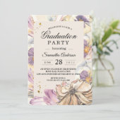 Elegante Lila- und Pansy-Blumenstudium Einladung (Stehend Vorderseite)