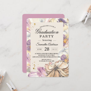 Elegante Lila- und Pansy-Blumenstudium Einladung