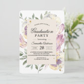 Elegante Lila- und Pansy-Blumenstudium Einladung (Stehend Vorderseite)