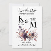 Elegante Lila und peach Blush Bloral Wedding Save The Date (Vorderseite)