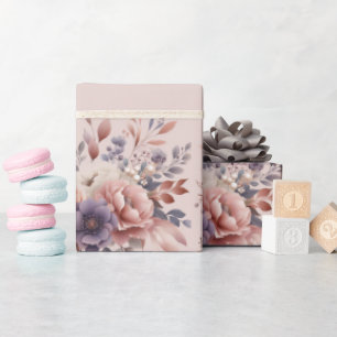 Elegante Lila und pfirsichfarbene Blüte Geschenkpapier