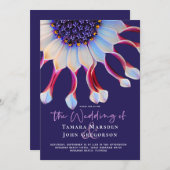 Elegante Lila und rosa afrikanische Daisy Wedding Einladung (Vorne/Hinten)