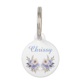 Elegante Lila und rosa Blume Personalisiert Haustiermarke