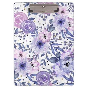 Elegante, Lila und rosa, florale Zwischenablage Klemmbrett