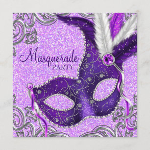 Elegante lila und rosa Maskenparty Einladung