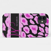 Elegante Lila- und rosafarbene Leoparden mit Monog Case-Mate iPhone Hülle (Rückseite (Horizontal))