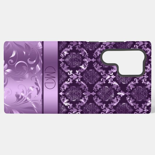 Elegante, lila und schwarze Blumendamasken und Wir Samsung Galaxy Hülle (Rückseite (Horizontal))