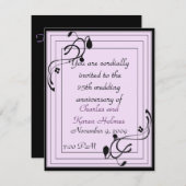 Elegante Lila und schwarze Einladung (Vorne/Hinten)