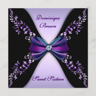 Elegante Lila und schwarze Einladung mit Diamond B
