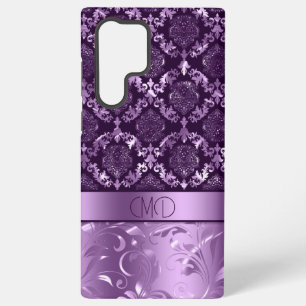 Elegante lila und schwarze florale Damaste und Sch Samsung Galaxy Hülle