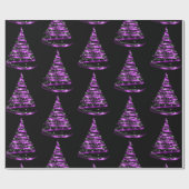 Elegante Lila und schwarze Ribbon Tree Weihnachten Geschenkpapier (Flach)