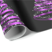 Elegante Lila und schwarze Ribbon Tree Weihnachten Geschenkpapier (Rolleneckpunkt)