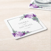 Elegante Lila und silberfarbene Eukalyptus-Hochzei Rechteckiger Pappuntersetzer (angewinkelt)