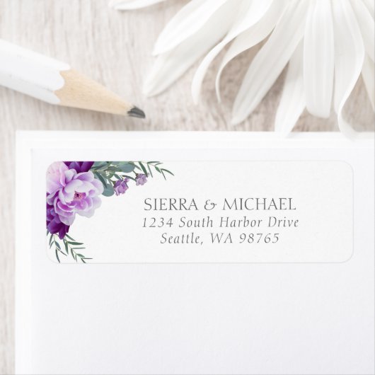 Elegante Lila und silberfarbene Rücksendeadresse (Insitu)