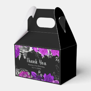 Elegante lila und silberne Blumen Geburtstag  Geschenkschachtel