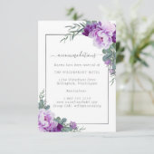 Elegante Lila und silberne Blumenzettel Begleitkarte (Stehend Vorderseite)