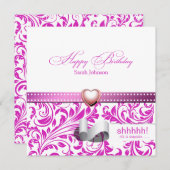 Elegante Lila und weiße Damaskus Einladung (Vorne/Hinten)