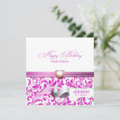 Elegante Lila und weiße Damaskus Einladung (Stehend Vorderseite)