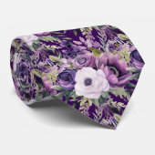 Elegante Lila und weiße Flora Neck Ties Krawatte (Gerollt)