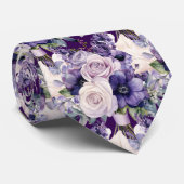 Elegante Lila und weiße Flora Neck Ties Krawatte (Gerollt)
