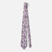 Elegante Lila und weiße Flora Neck Ties Krawatte (Vorderseite)