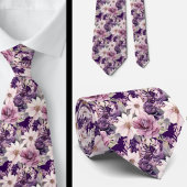 Elegante Lila und weiße Flora Neck Ties Krawatte