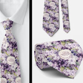 Elegante Lila und weiße Flora Neck Ties Krawatte