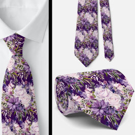 Elegante Lila und weiße Flora Neck Ties Krawatte