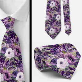 Elegante Lila und weiße Flora Neck Ties Krawatte