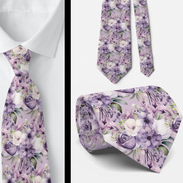 Elegante Lila und weiße Flora Neck Ties Krawatte