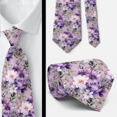 Elegante Lila und weiße Flora Neck Ties Krawatte